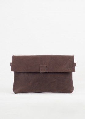 Dark brown small leather...