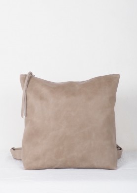 Gray leather backpack for...
