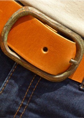 Rústic brown leather belt...