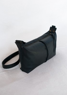 Black leather crossbody bag...