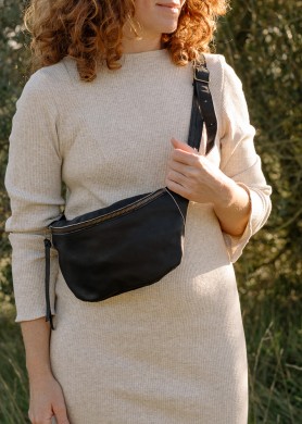 Black leather belt bag ·...